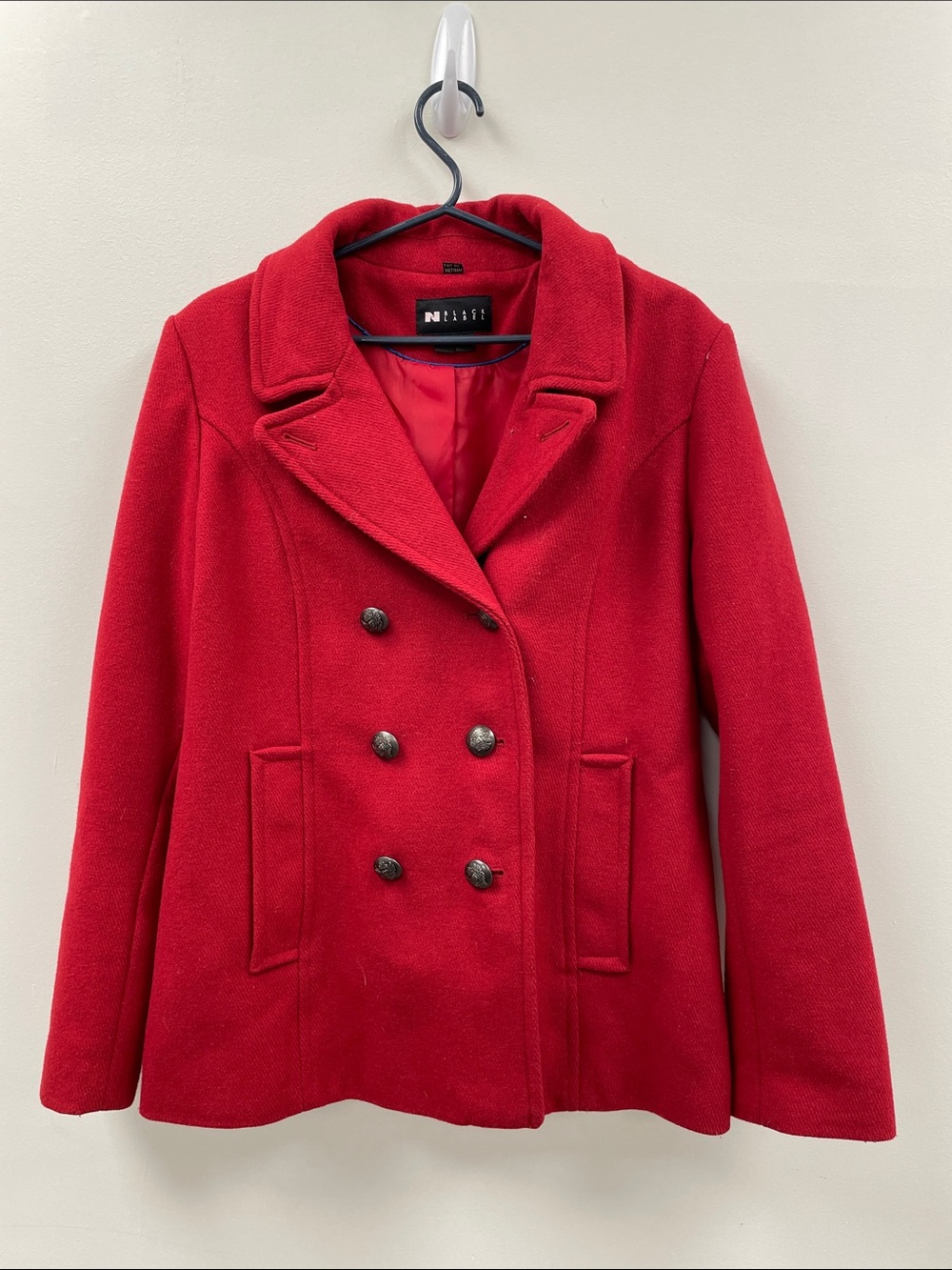 Black Label Red Double-Breasted Pea Coat